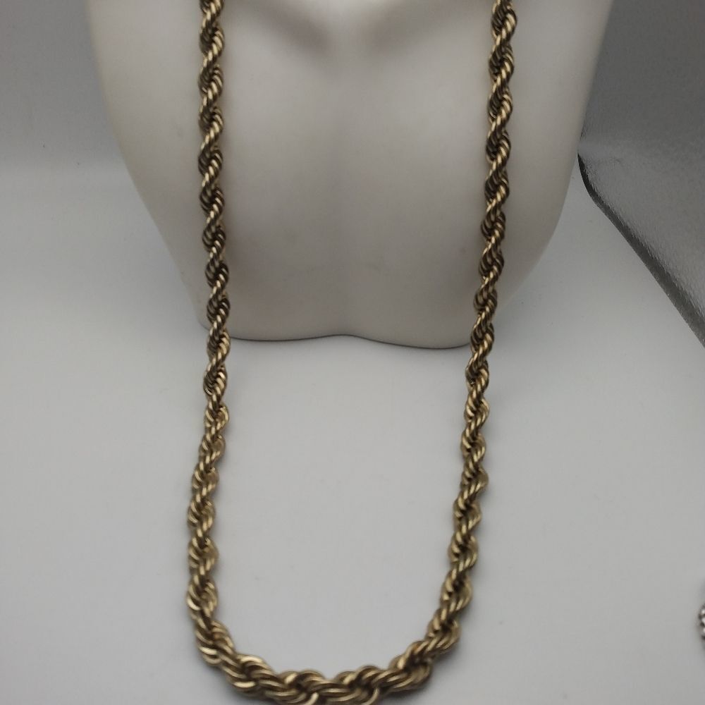 14k stamped estate rope chain‎ necklace gold Bonded (NOT SOLID GOLD